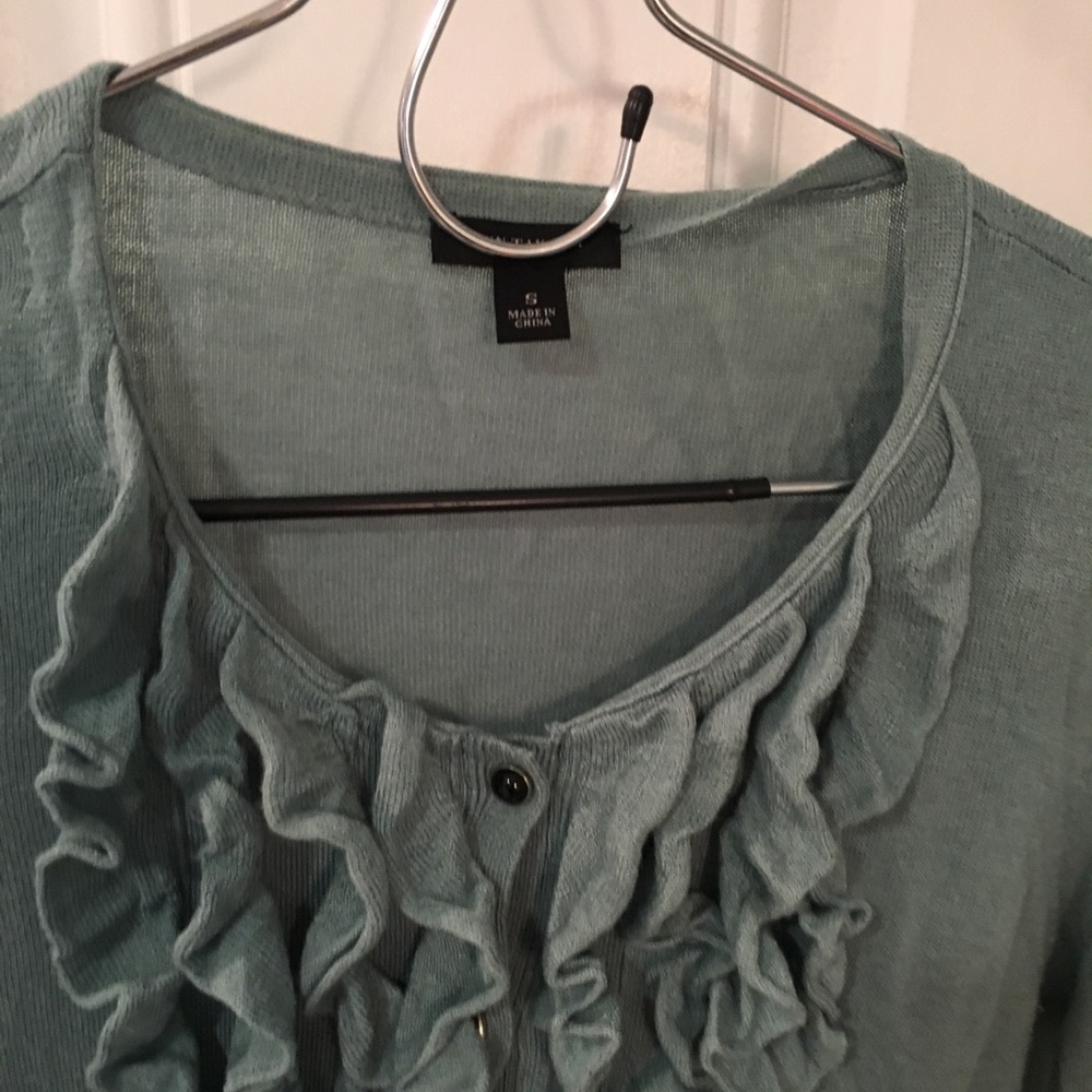 ANN TAYLOR Loft Ruffle Front Cardigan Small - Picture 5 of 6